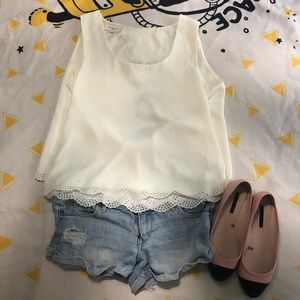 White Lace Top with Sexy Back Size S
